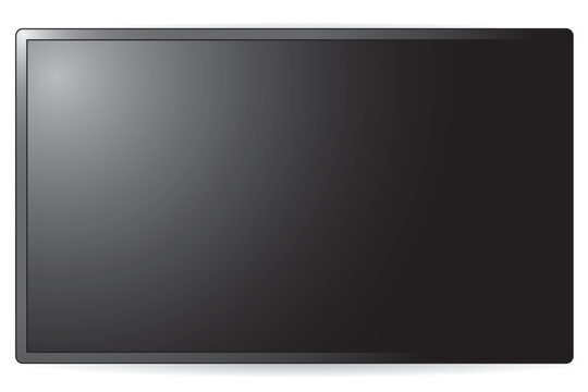 Flat screen LCD TV, modern style and wall mount design with sleek design.Black television template with empty space. Copy space. white background