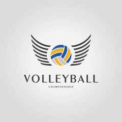 volleyball with a wings logo icon vector design, illustration of volleyball championship