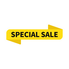 Special Sale In Yellow Rectangle Ribbon Shape For Advertising
