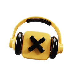 Multimedia icon with cartoon style concept. 3d rendering mute audio icon