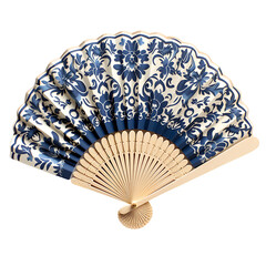 Decorative Handheld Fan Isolated on Transparent or White Background, PNG