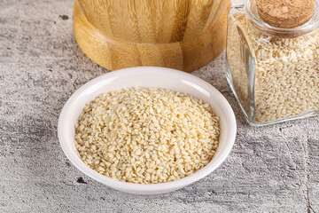 Sesame seeds heap in the bowl