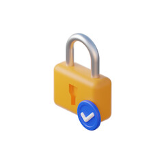 Lock 3D icon illustration