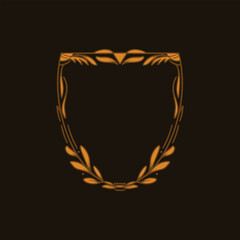 shield emblem floral classic vector design