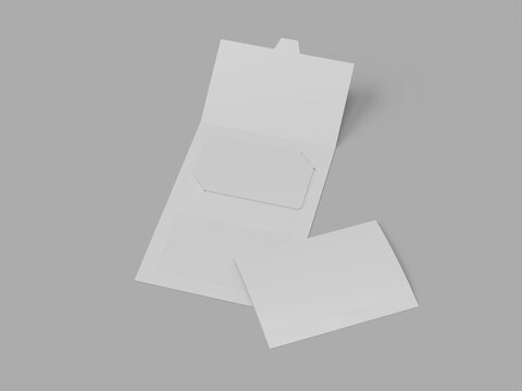 White blank Gift Card 3D Render Mockup