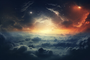 Fototapeta na wymiar sunrise in the clouds