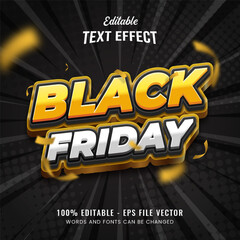 Black friday bold 3d editable vector text effect template 