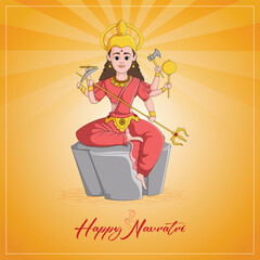 Happy Navratri wishes, concept art of Navratri, illustration of 9 avatars of goddess Durga, chandraganta devi
