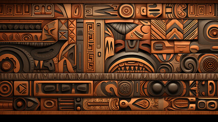 Background with tribal patterns illustration, culture and history concept.