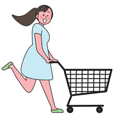 Happy woman with shopping cart