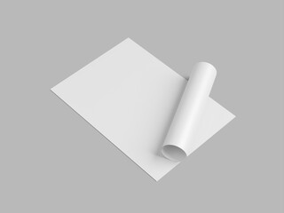 White Blank Roll Poster 3D Render Mockup