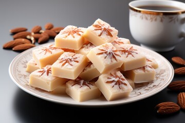 Barfi is an Indian Sweet made with semolina, sugar, ghee and almonds