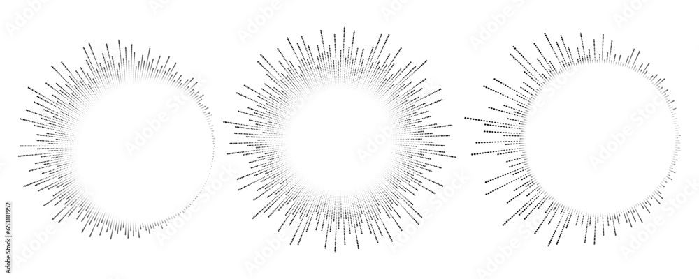 Poster circle sound wave. audio music equalizer. round circular icons set. spectrum radial pattern and freq