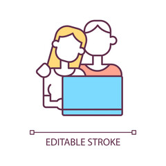 2D editable online therapy for couples icon representing online therapy, isolated vector, multicolor thin line illustration.