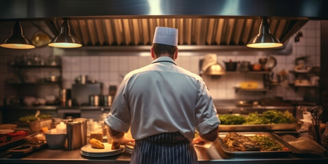 Chef in the kitchen of a modern trendy restaurant.