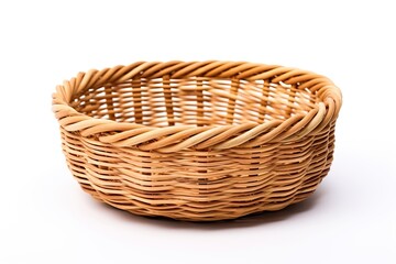 Obraz premium Woven basket made of bamboo, isolated on a white background