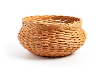 Obraz premium Woven basket made of bamboo, isolated on a white background