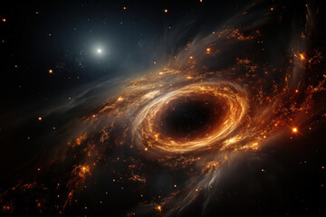 Obraz premium An illustration of a quantum black hole, representing the mysterious nature of quantum gravity. Generative Ai.