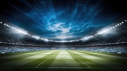 Football stadium with light, Field at night.