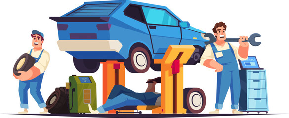 Auto Service Vector Illustration