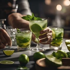 A close-up of a bartenders hands muddling ingredients for a mojito1