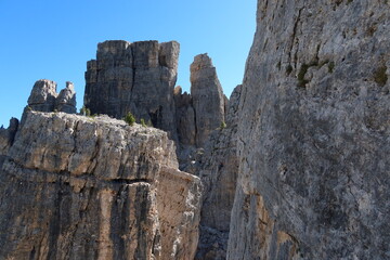 Fototapeta na wymiar cinque torri dolomites tyrol italy climbing mountaineering hiking summer