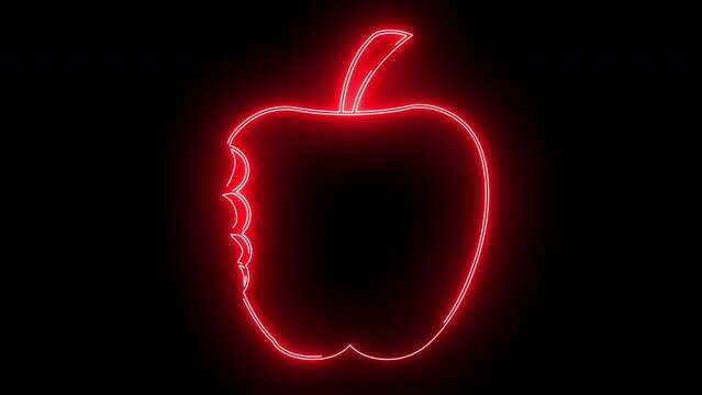 animated apple logo with glowing neon lines