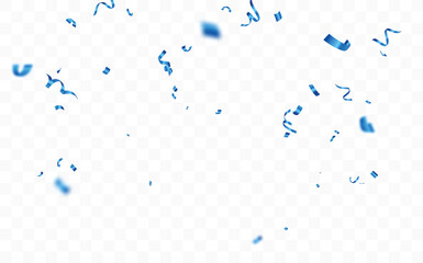Blue confetti and ribbon, isolated on transparent background - 653122323