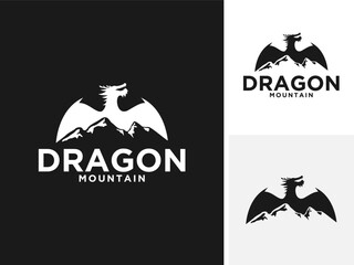 Obraz premium Vector high mountains dragon wings logo