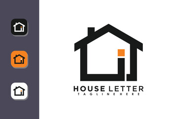 house logo design with letter i vector concept