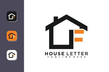 house logo design with letter f vector concept