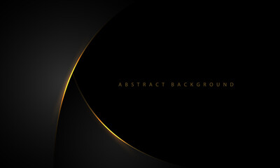 Abstract gold light curve on grey metallic with black blank space design modern luxury futuristic creative background vector - 653126315