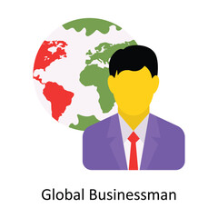 Global Businessman vector Flat Icon Design illustration. Symbol on White background EPS 10 File 