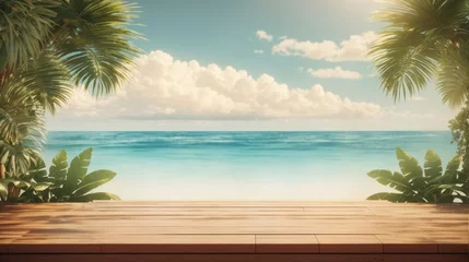 Deurstickers Table background of free space and summer beach landscape with clear skies © Clown Studio
