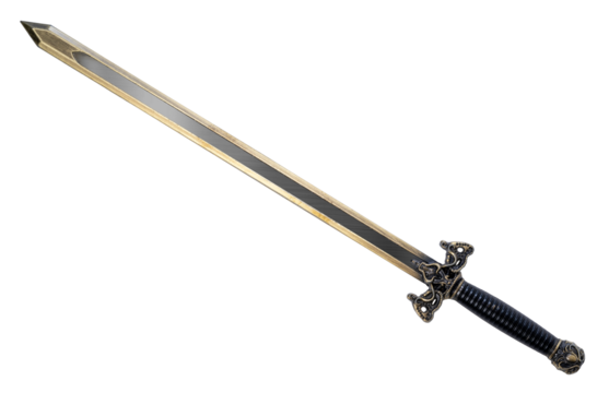 Sword or Rapier isolated on white background, Sliver sword with long blade on White Background PNG File.