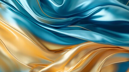 vibrant blue and gold abstract fabric texture close-up