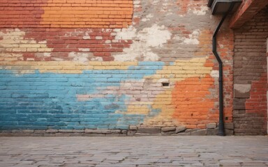 Colorful brick wall vintage style with empty space for text