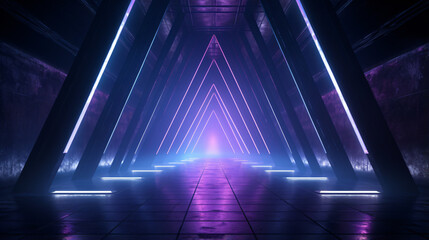 Futuristic Sci Fi Dark Neon Lights Purple Blue Future