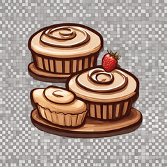 Multi icons of cute bakery