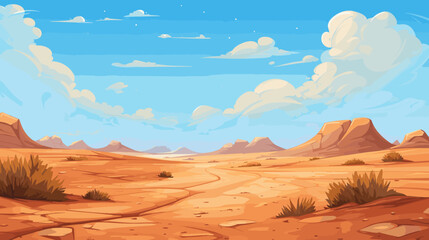 Fototapeta na wymiar Desert sandy and rocky landscape, sunny day. Desert dunes vector background.