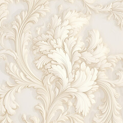 wallpaper of pattern with floral motifs in white and ivory colors - obrazy, fototapety, plakaty
