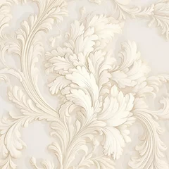 Foto op Canvas wallpaper of pattern with floral motifs in white and ivory colors © alex