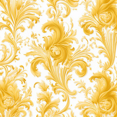 gold ornate wallpaper pattern, in the style of light white