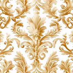 Fototapeta na wymiar gold ornate wallpaper pattern, in the style of light white