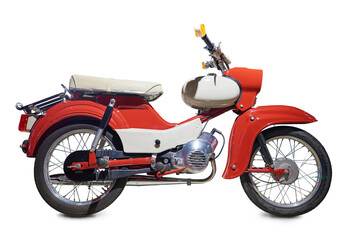 Obraz premium Vintage red motorcycle isolated white