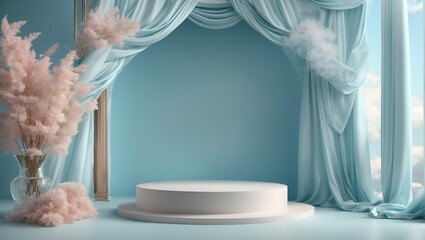 luxury empty  product display podium .  sky and clouds theme