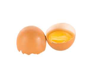 Broken egg isolated on transparent background. PNG