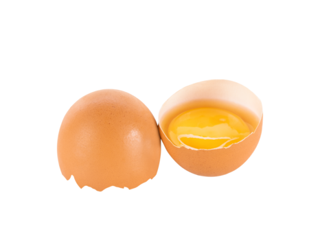 Broken egg isolated on transparent background. PNG