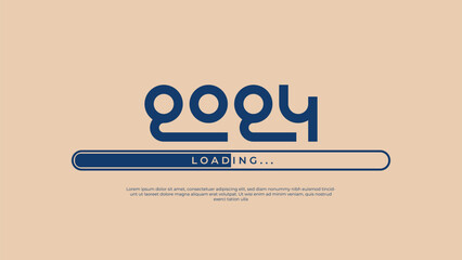 Fototapeta premium 2024 target business planning concept with loading bar, vector illustration for graphic design in flat style.