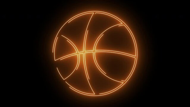 animated basketball logo with glowing neon lines
